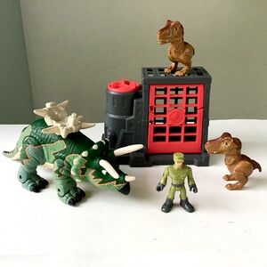 Imaginext Jurassic World Tank The Dinosaur, Capture Cage, T-Rex, Action Figures